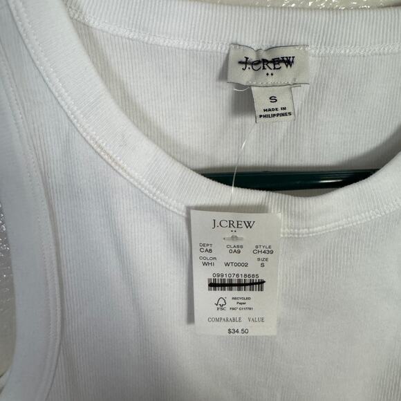 J.Crew Ribbed High-Neck Tank Top Sz S White Slim Fit Stretch Pullover Sleeveless - Picture 5 of 8